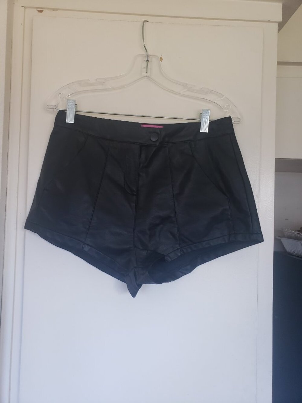 Edikted Black Leather Shorts Size Large